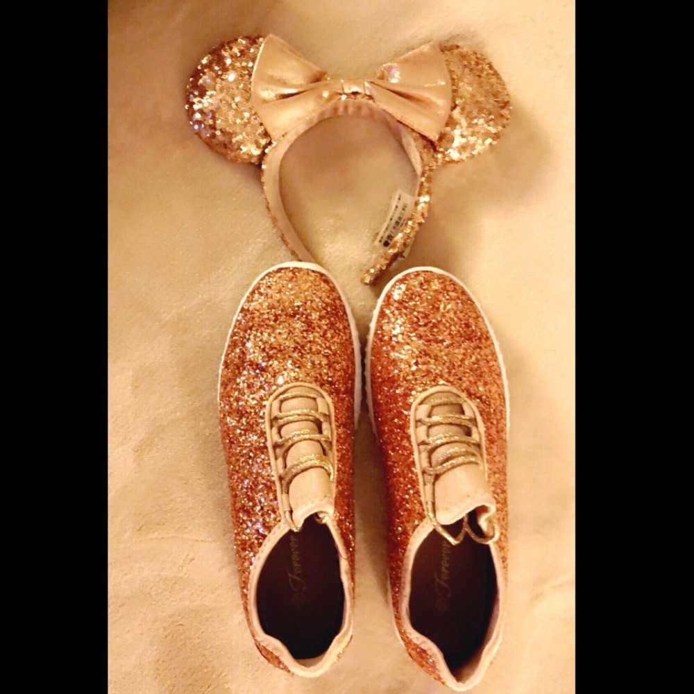 Sparkly Rose Gold Sneakers (please read description!)